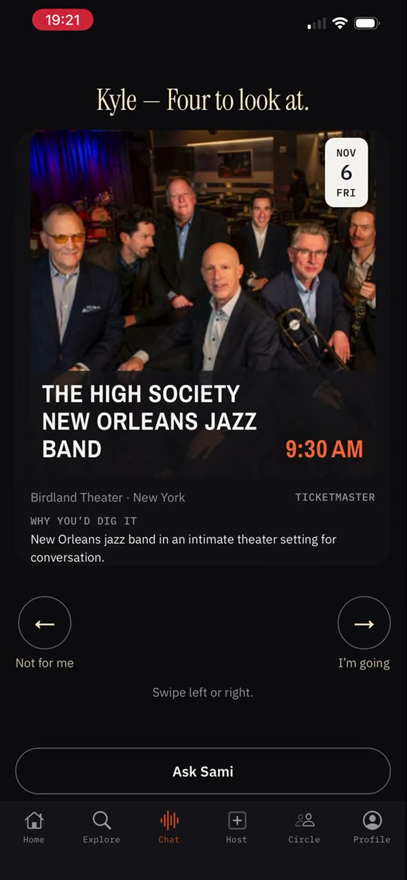 The High Society New Orleans Jazz Band event artwork from the TestFlight recording.