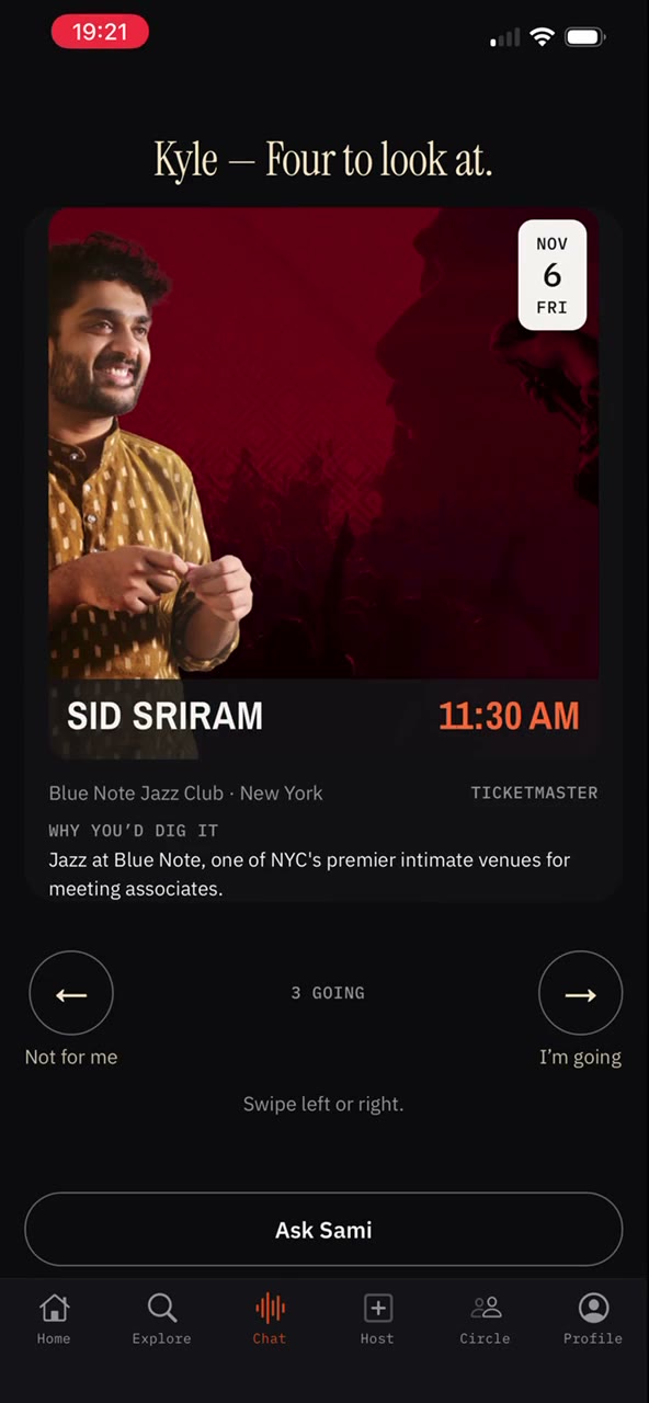 Sid Sriram event artwork from the TestFlight recording.